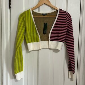 Wild Fable Contrast Striped Cropped Cardigan